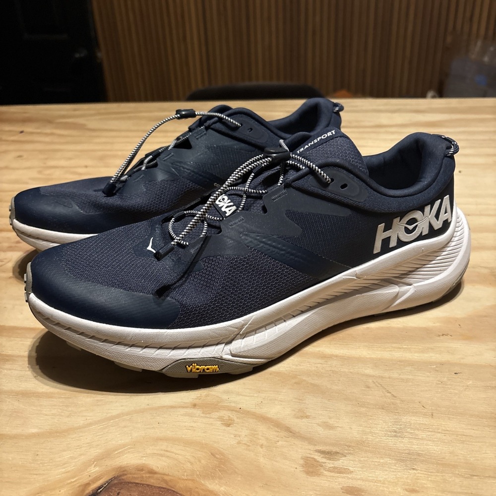Size 13D - HOKA Transport Vibram Hiking Walking Shoes Mens Navy 1123153 VYN
